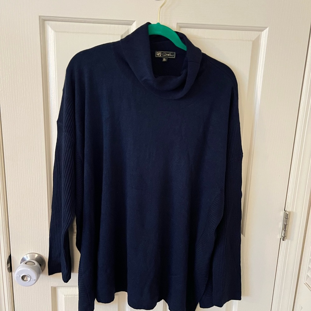 DG2 by Diane Gilman Navy Cowl Neck Sweater